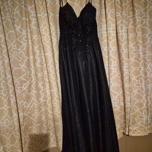 ADORA Sparkling Black Prom Dress